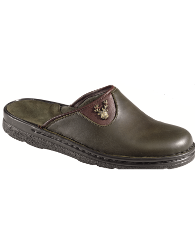 Chaussons en cuir vert Cerf