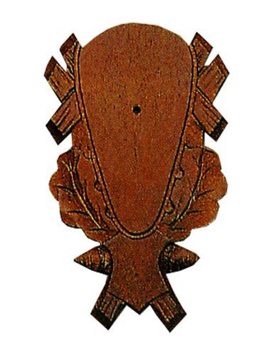 Ecusson sculpté pour trophée en chêne massif foncé 41x26 cm