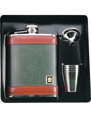 Coffret flasque inoxydable + 4 gobelets + entonnoir
