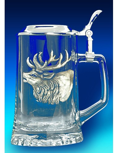 Chope de biere verre en cristal cerf