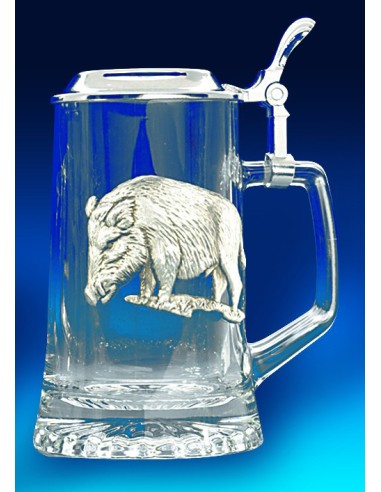 Chope de biere verre en cristal sanglier