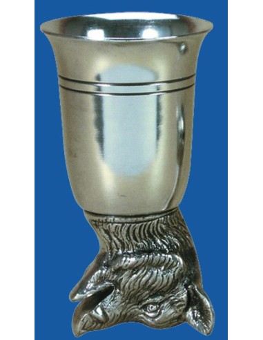 Gobelet en étain 14 cm tête de sanglier