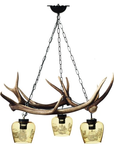 Lustre de branches de cerf décors de chasse