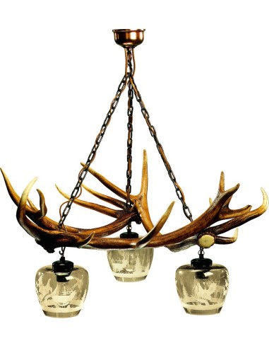 Lustre épaisses branches de cerf verres simples