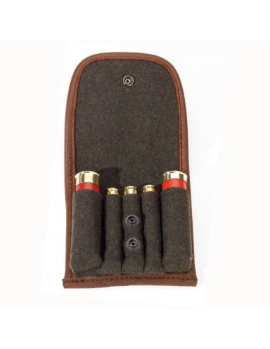 Etui à cartouches en loden/cuir d'élan 5 cartouches