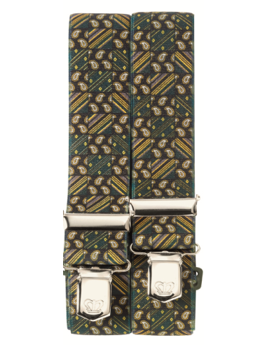 Bretelles de pantalon vert à motifs