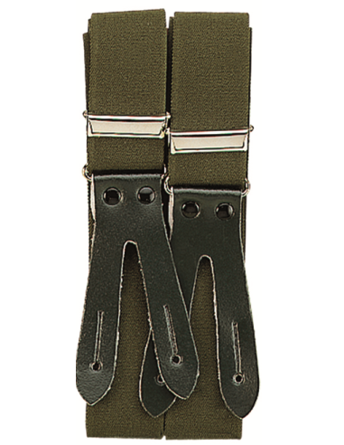 Bretelles de pantalon à motifs vert uni à bouton